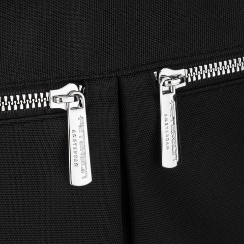 Jednokomorowa, czarna shopperka damska zamykana suwakiem - Peterson