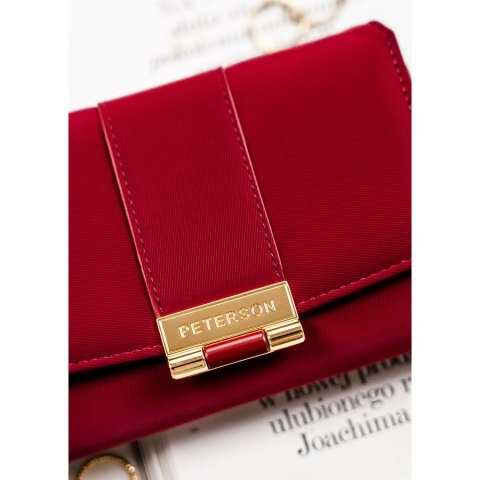 Bordowy portfel damski wykonany ze skóry ekologicznej, zamykany zatrzaskiem - Peterson